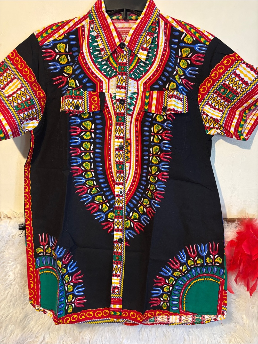 Bold Blue Dashiki Shirt - Vibrant African Print